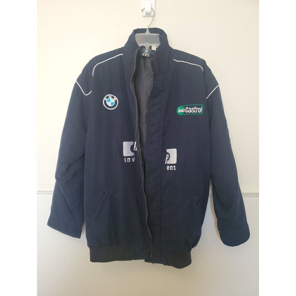 Vintage BMW Williams F1 Team Bomber Jacket Sport Racing Mens Sz‎ Large Full Zip